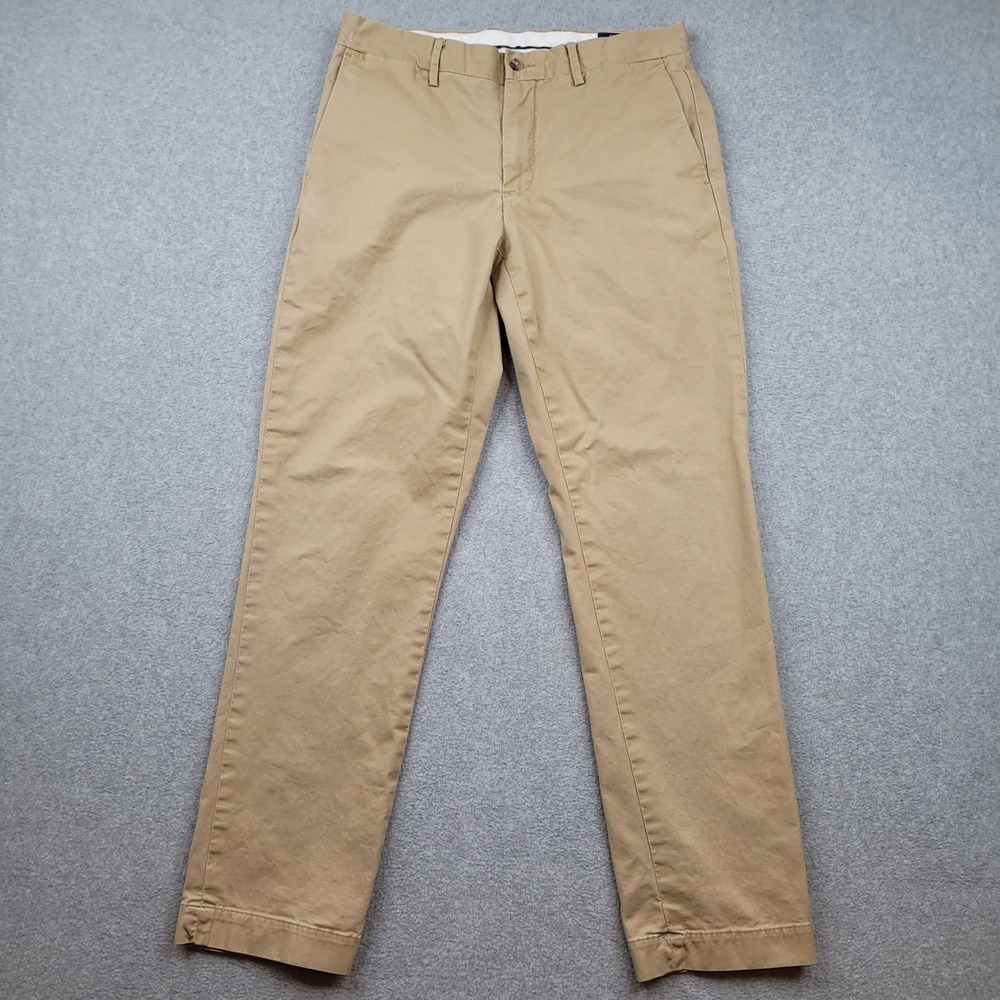 Polo Ralph Lauren Chino Pants Mens 32x32 Tan Stretch Straight Fit Casual Khaki